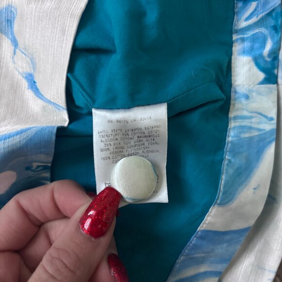 Maeve Anthropologie Marbled Waters Dress Blue White Sleeveless Silk Blend Size 0 - Picture 4 of 7